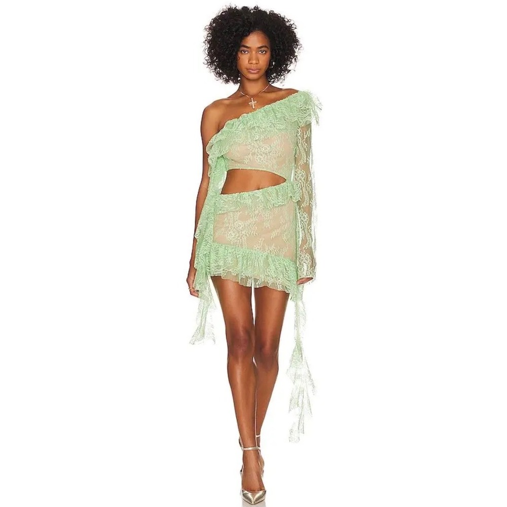 Loba Ramona Mini Dress Women M Green NWT Lace Cutouts Revolve Party Cocktail